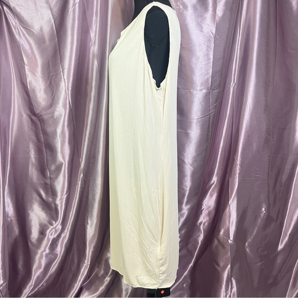 Cream Sleeveless Knit Shift Dress | Minimal Chic Knee Length | XXL - Picture 2 of 5